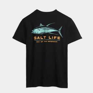 Salt Life Graphic Tee Deep Ventures Tuna Fish Men’s XL Black Fishing Cotton Surf